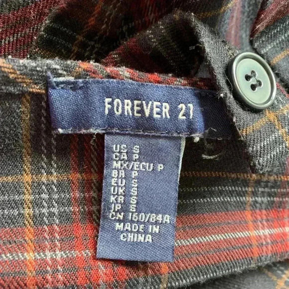 Forever 21 overall style plaid mini dress, size small, pockets - Picture 7 of 11